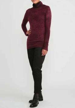 Avant Toi Cashmere Garza Turtleneck Sweater In Nero Wine Red