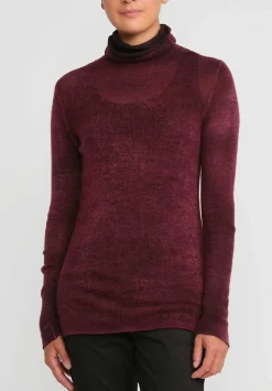 Avant Toi Cashmere Garza Turtleneck Sweater In Nero Wine Red