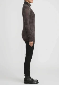 Avant Toi Cashmere Garza Turtleneck Sweater In Nero Mushroom Grey