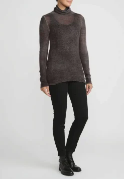 Avant Toi Cashmere Garza Turtleneck Sweater In Nero Mushroom Grey