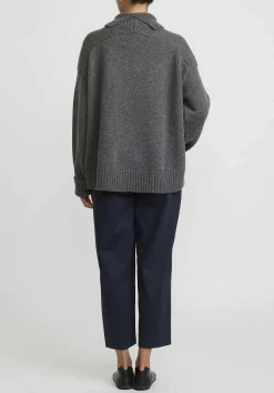 Jil Sander Cashmere High Neck Sweater In Medium Grey