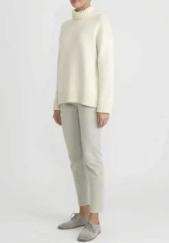 Jil Sander Cashmere High Neck Sweater In Natural White