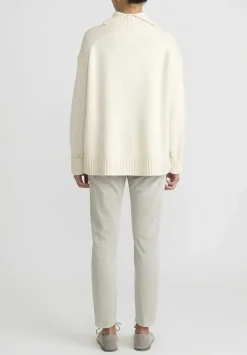 Jil Sander Cashmere High Neck Sweater In Natural White