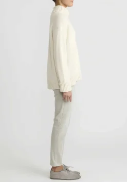 Jil Sander Cashmere High Neck Sweater In Natural White