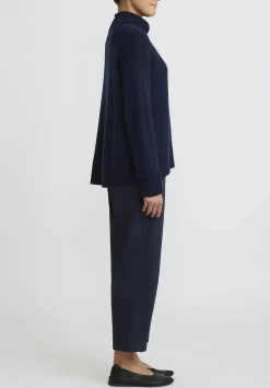 Jil Sander Cashmere High Neck Sweater In Dark Blue