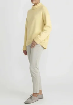 Jil Sander Cashmere High Neck Sweater In Pale Yellow