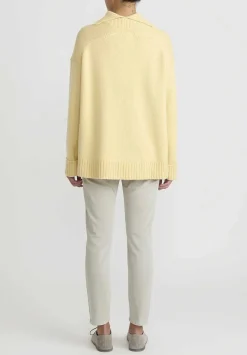 Jil Sander Cashmere High Neck Sweater In Pale Yellow