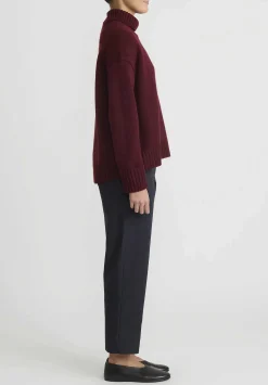 Jil Sander Cashmere High Neck Sweater In Dark Red