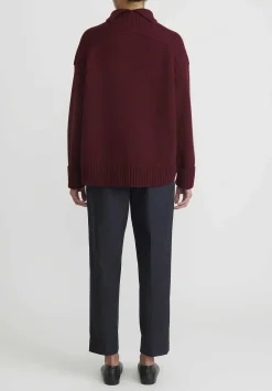 Jil Sander Cashmere High Neck Sweater In Dark Red
