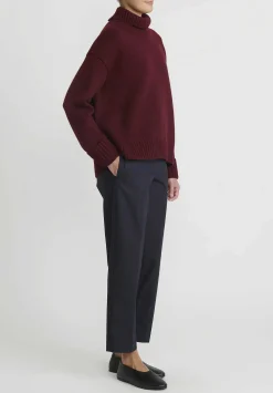 Jil Sander Cashmere High Neck Sweater In Dark Red