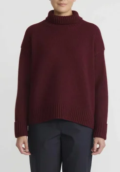 Jil Sander Cashmere High Neck Sweater In Dark Red