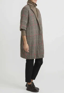Daniela Gregis Cashmere Houndstooth ''Cappotto'' Coat In Abete Brown