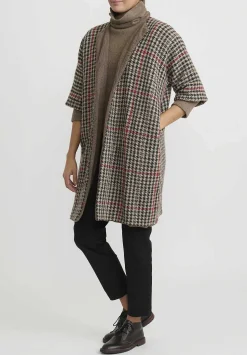 Daniela Gregis Cashmere Houndstooth ''Cappotto'' Coat In Abete Brown