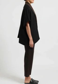 Alonpi Cashmere Ledor Giacchetta Double Tasche Jacket In Black & Brown