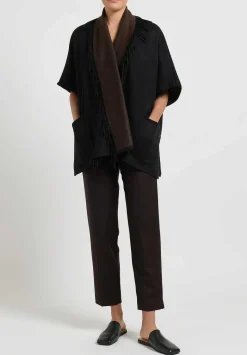 Alonpi Cashmere Ledor Giacchetta Double Tasche Jacket In Black & Brown