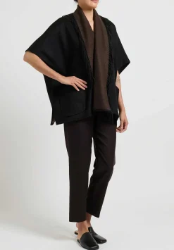 Alonpi Cashmere Ledor Giacchetta Double Tasche Jacket In Black & Brown