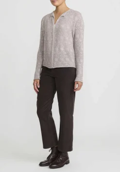 Lainey Keogh Cashmere Lightweight Cardigan In Taupe & White