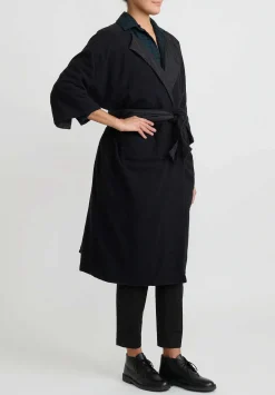 Daniela Gregis Cashmere Lined ''Trapuntato'' Coat In Black & Blue