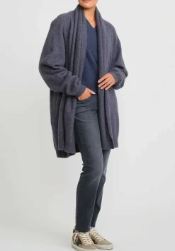 Frenckenberger Cashmere Long Grandpa Cardigan In Indigo Blue