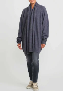 Frenckenberger Cashmere Long Grandpa Cardigan In Indigo Blue