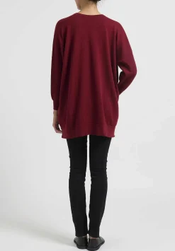 Hania New York Cashmere Marley Crewneck Sweater In Russet Red