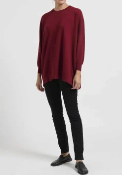 Hania New York Cashmere Marley Crewneck Sweater In Russet Red