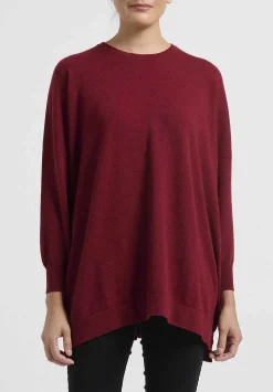 Hania New York Cashmere Marley Crewneck Sweater In Russet Red