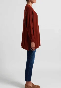 Hania New York Cashmere Marley V-Neck Sweater In Harissa Red