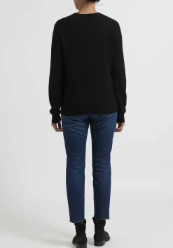 Frenckenberger Cashmere Mini Round Neck Sweater In Black