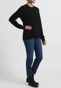 Frenckenberger Cashmere Mini Round Neck Sweater In Black