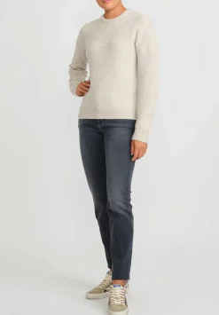 Frenckenberger Cashmere Mini Round Neck Sweater In Natural