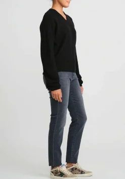 Frenckenberger Cashmere Mini V-Neck Sweater In Black