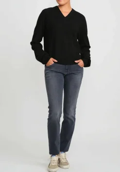 Frenckenberger Cashmere Mini V-Neck Sweater In Black