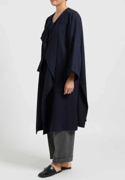 Alonpi Cashmere Open Front Coat In Navy