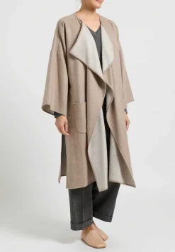 Alonpi Cashmere Open Front Coat In Natural