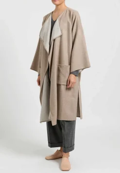 Alonpi Cashmere Open Front Coat In Natural
