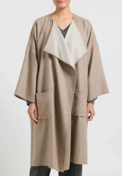 Alonpi Cashmere Open Front Coat In Natural