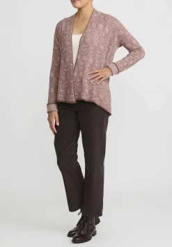 Lainey Keogh Cashmere Roll Neck Cardigan In Pecan & Ice Pink