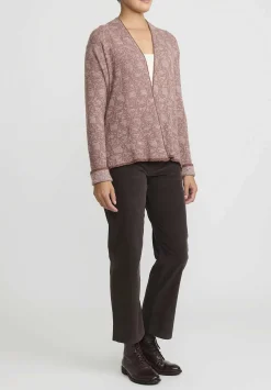 Lainey Keogh Cashmere Roll Neck Cardigan In Pecan & Ice Pink