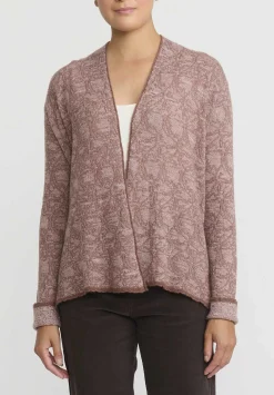 Lainey Keogh Cashmere Roll Neck Cardigan In Pecan & Ice Pink