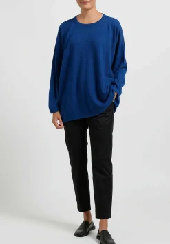 Hania New York Cashmere Sasha Long Crewneck In Noss Blue