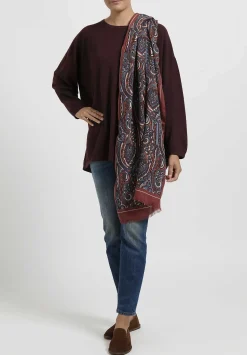 Hania New York Cashmere Sasha Long Crewneck In Bakelite Brown