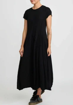 Rundholz Cashmere Short Sleeve Tulip Dress In Black