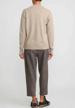 Uma Wang Cashmere Slit V-Neck Sweater In Tan Natural