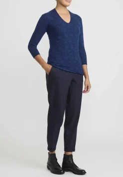 Lainey Keogh Cashmere V-Neck Sweater In Sapphire & Navy Blue