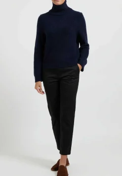 Boboutic Cashmere/Silk Turtleneck In Navy Blue