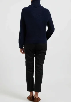 Boboutic Cashmere/Silk Turtleneck In Navy Blue