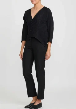 Issey Miyake Concretion Pleats Cardigan In Black