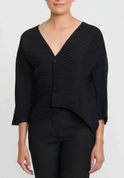 Issey Miyake Concretion Pleats Cardigan In Black