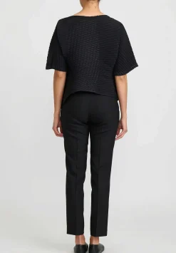 Issey Miyake Concretion Pleats Short Sleeve Top In Black